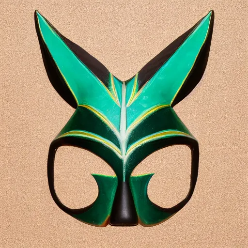 Prompt: symmetrical product photograph of a tribal mask made from waterlilys