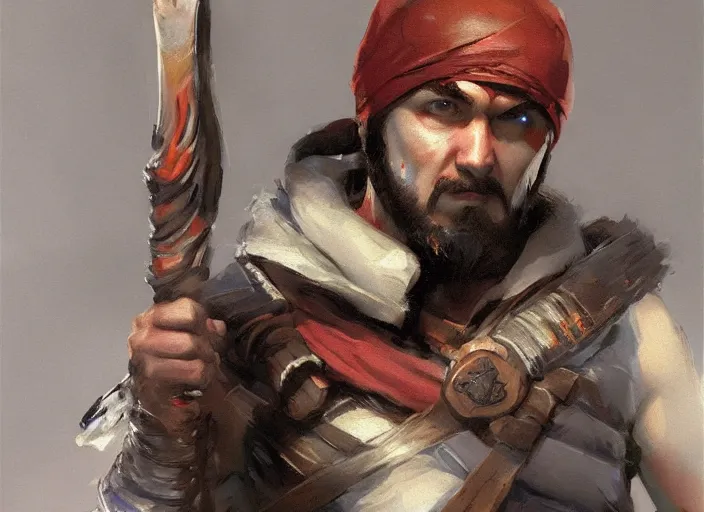 Prompt: a highly detailed beautiful portrait of stan marsh as kratos, by gregory manchess, james gurney, james jean