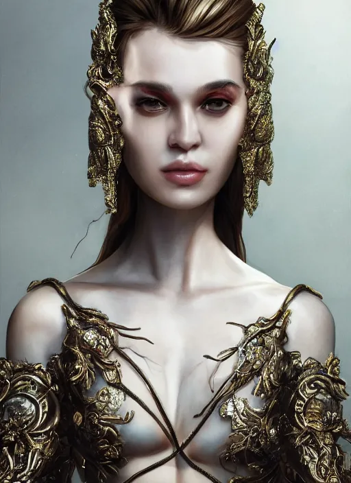 Image similar to 3d fashion portrait with fire, female, future, torch, flame, harper's bazaar, vogue, fashion magazine, intricate, concept art, close up, ornate, luxury, elite, elegant, trending on artstation, by ruan jia, by Kenneth Willardt, by ross tran, by WLOP, by Andrei Riabovitchev,