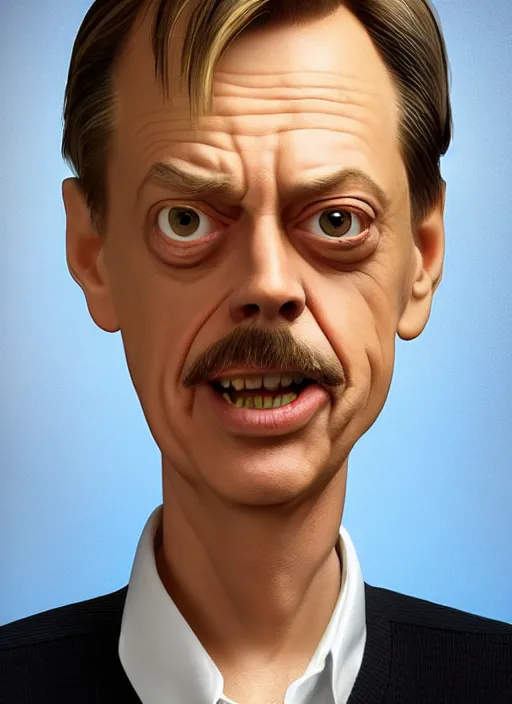 Prompt: steve buscemi as a pixar character with dangling eyes, portrait, high quality, 8 k, soft lighting, realistic face, path traced, by frank frazetta, simon bisley, brom