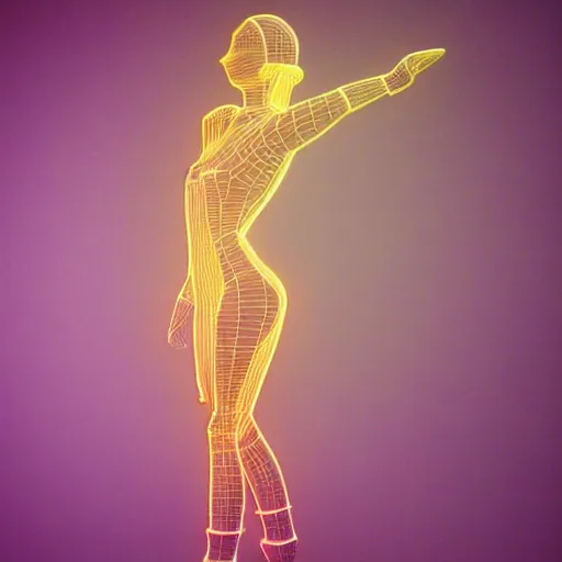 Prompt: 3 d neon art of a womens body, hyper detailed