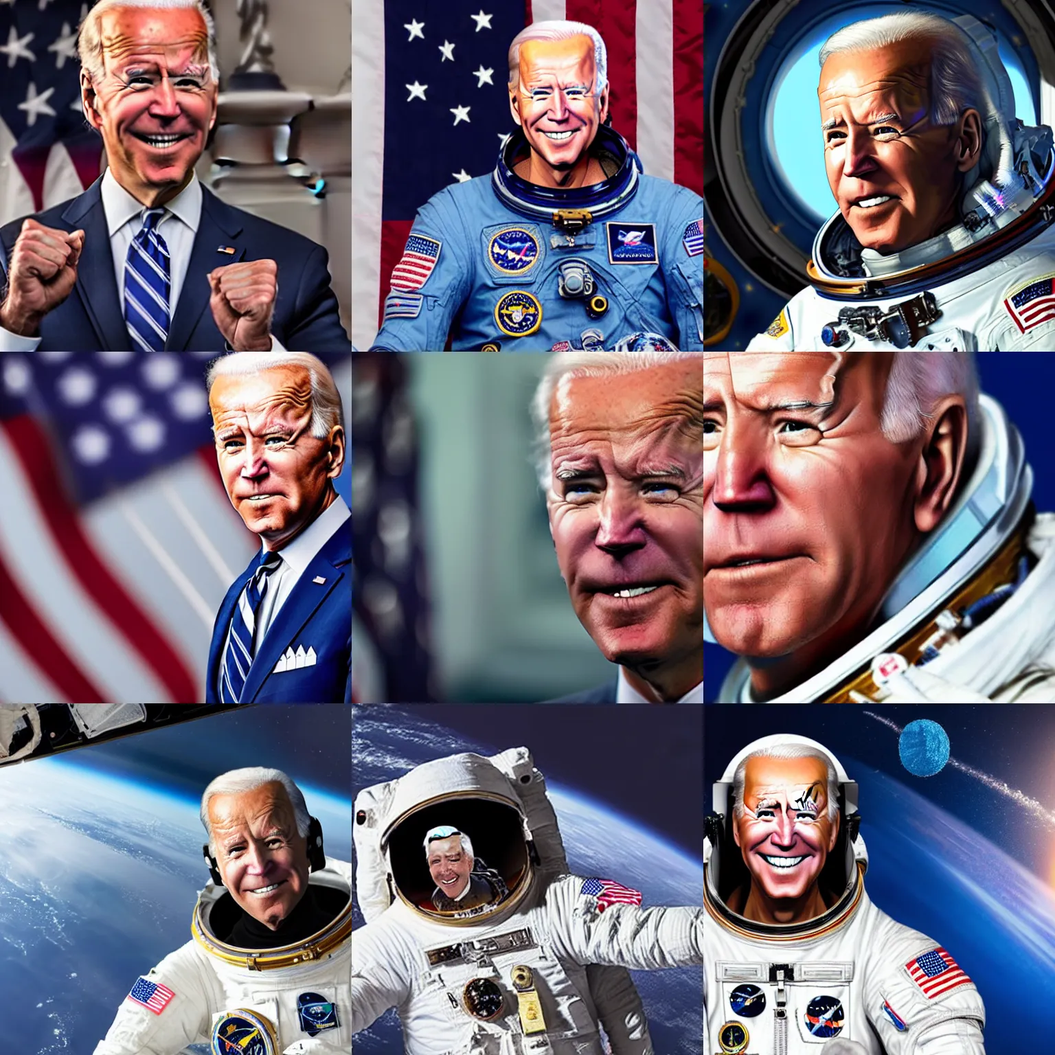 Prompt: Joe Biden as an astronaut, hyper realistic 4k