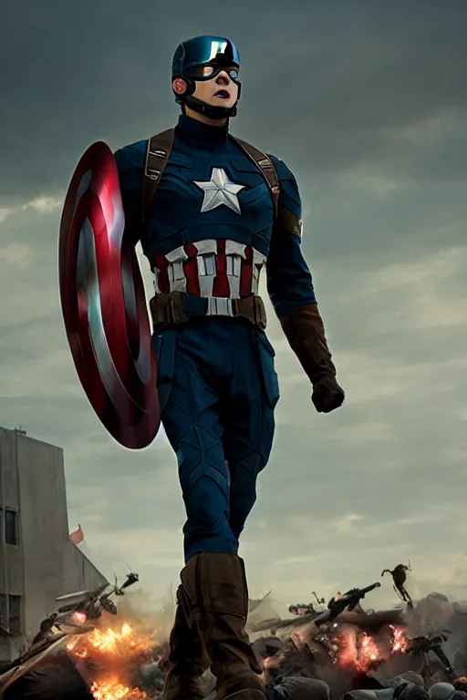 Prompt: chadwick booseman as the captain america, 8 k, hdr, great light, by greg rutkowski and annie leibowitz