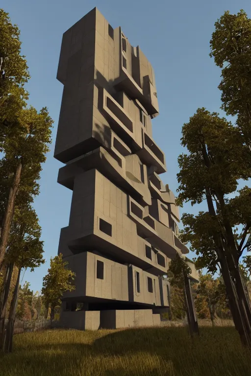 Image similar to brutalism architecture in valheim