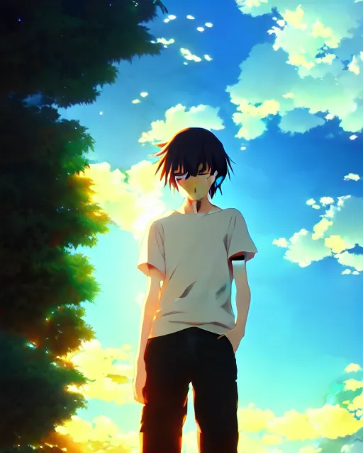 Image similar to anime style, vivid, expressive, 4 k, painting background, wallpaper, stunning, realistic light and shadow effects, centered, simple background, studio ghibly makoto shinkai yuji yamaguchi