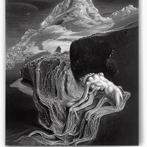 Image similar to Melting Watches by Salvador Dali and Gustave Doré,