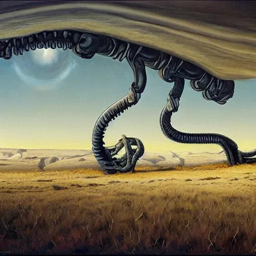 Image similar to an endless twisting inverted nightmare landscape, rhads!, ( h. r. giger )