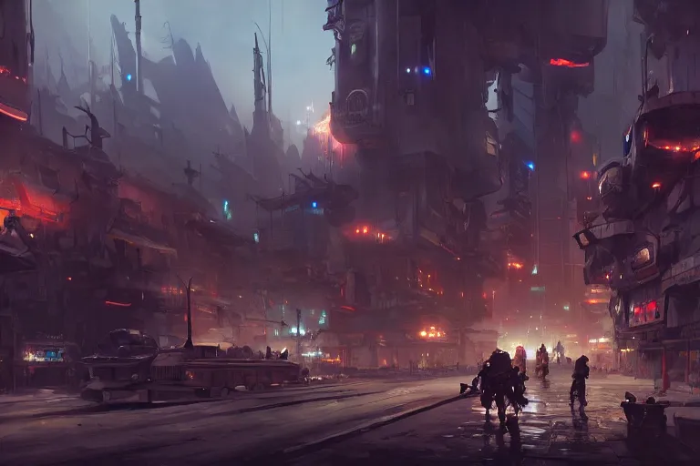 Image similar to concept art of an orcish dieselpunk city during wartime, key visual, ambient lighting, highly detailed, digital painting, artstation, concept art, sharp focus, by makoto shinkai and akihiko yoshida and hidari and wlop