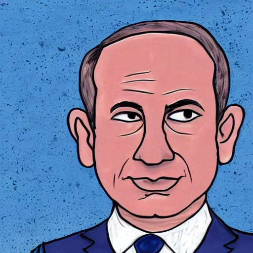 Image similar to portrait of benjamin netanyahu, by a child