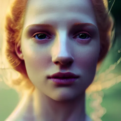 Image similar to photographic portrait of a stunningly beautiful english renaissance female in soft dreamy light at sunset, beside the river, soft focus, contemporary fashion shoot, in a denis villeneuve and tim burton movie, by edward robert hughes, annie leibovitz and steve mccurry, david lazar, jimmy nelsson, extremely detailed, breathtaking, hyperrealistic, perfect face, octane render