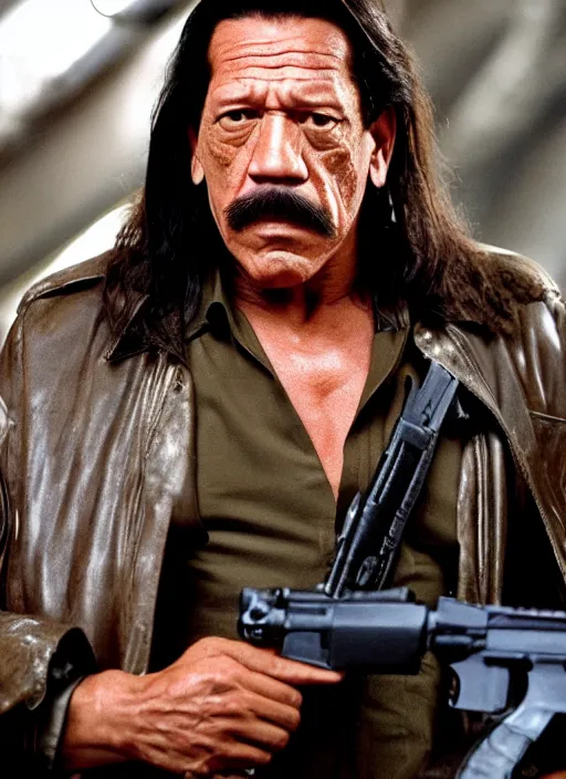 Image similar to film still of Danny Trejo as Martin Riggs in Lethal Weapon, 4k