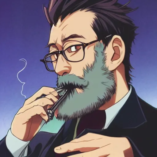 Image similar to gendo ikari smoking a joint