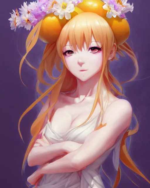 Prompt: character concept art of an anime goddess of lemons | | cute - fine - face, pretty face, realistic shaded perfect face, fine details by stanley artgerm lau, wlop, rossdraws, james jean, andrei riabovitchev, marc simonetti, and sakimichan, tranding on artstation