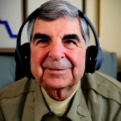 Prompt: michael dukakis wearing a gaming headset