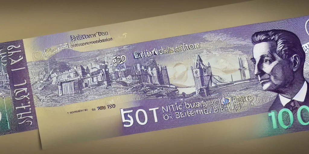 Image similar to concept design of british £ 5 0 note for the year 2 0 3 3