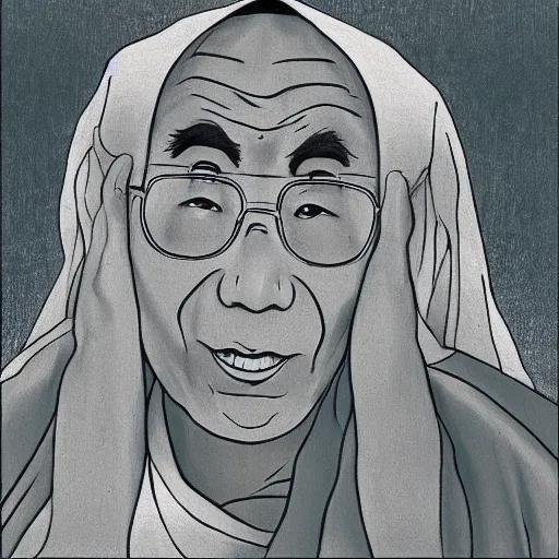 Prompt: portrait of the dalai lama in a miyazaki movie