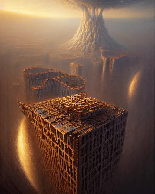 Image similar to a hyper - detailed 3 d render like a oil painting of the construction of a unified theory, surrealism!!!!! surreal concept art, lifelike, photorealistic, digital painting, aesthetic, smooth, sharp focus, artstation hd, by greg rutkowski, bruce pennington, valentina remenar and asher duran,