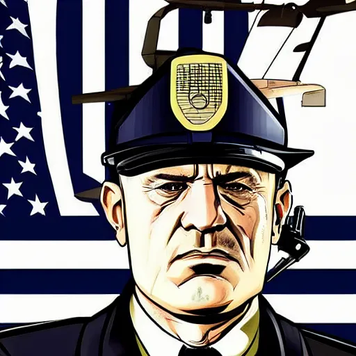 Prompt: portrait of Benny Gantz Defense Minister of Israel as a GTA v character. GTA v loading screen illustration by martin ansin, matt bors