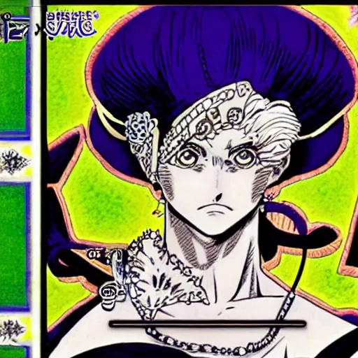 Image similar to a jojo's bizarre adventure manga artstyle drawing : Marie the mother of Jesus by hirohiko araki shonen jump