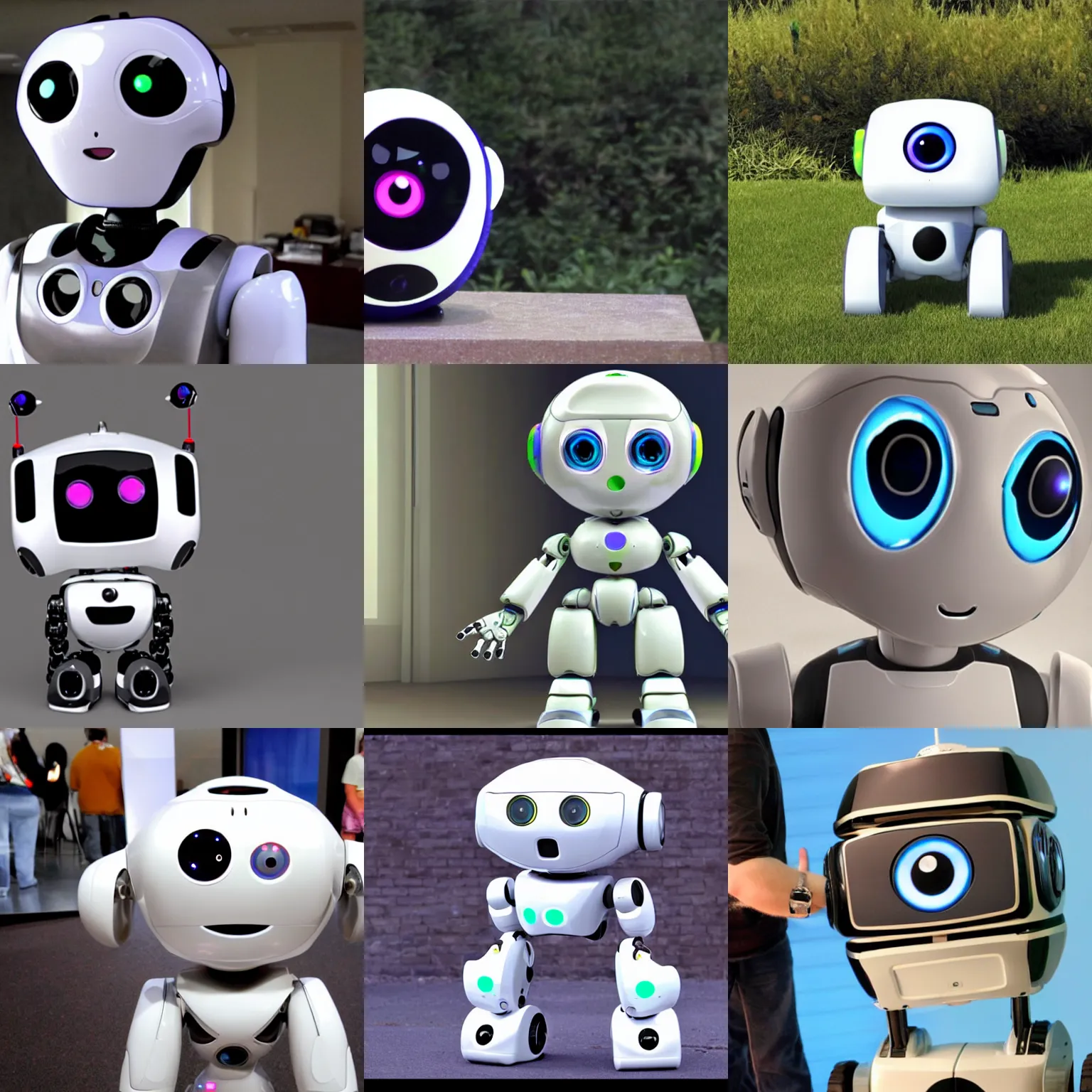 Prompt: <sd: cute friendly huggable robot looks into the camera with huge adorable eyes>i think this robot loves me