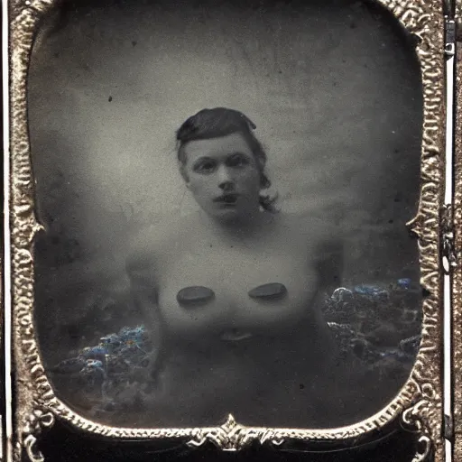 Image similar to tintype photo, underwater, god