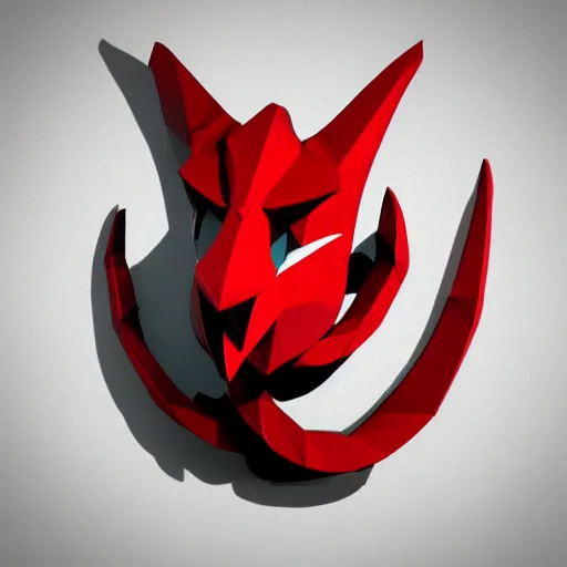 Image similar to dragon figurine logo vector art, origami, low poly, 3d render, up close, intricate details, folds, 8k