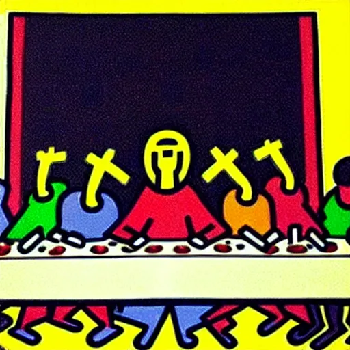 Image similar to The last supper, by Keith Haring