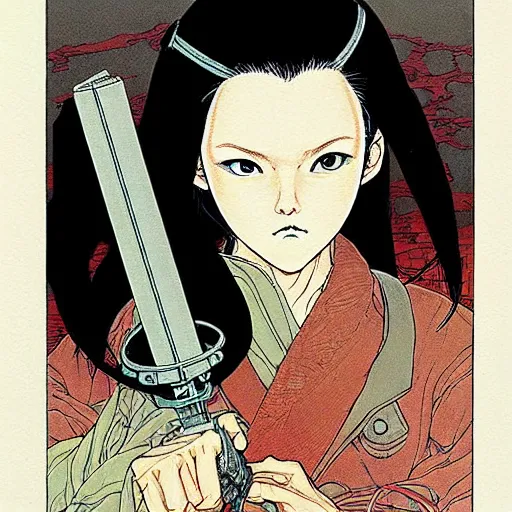 Image similar to prompt : portrait of rogue painted in miyazaki color style drawn by katsuhiro otomo and takato yamamoto, inspired by fables, china doll face, smooth face feature, intricate oil painting, high detail, sharp high detail, manga and anime 2 0 0 0