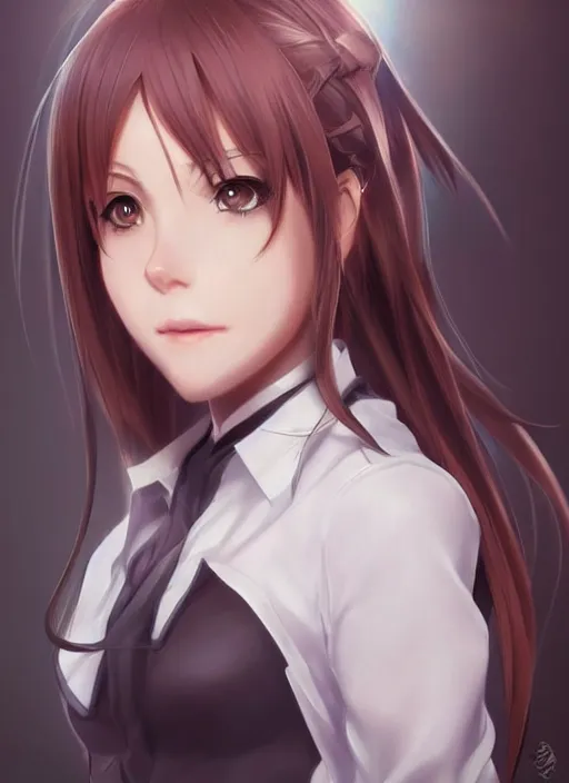 Image similar to beautiful portrait of a Lawyer who looks like Asuna sword art online anime, character design by Ross Tran, artgerm detailed, soft lighting