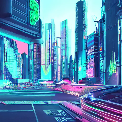 Prompt: a 3 d realistic photo of a futuristic neon cyberpunk city