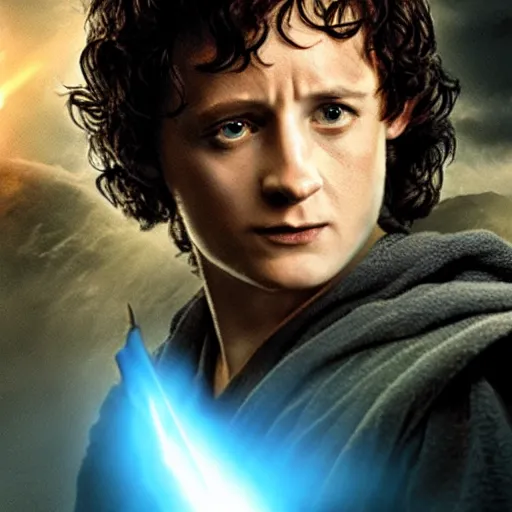 Prompt: frodo as jedi master, dramatic lighting,