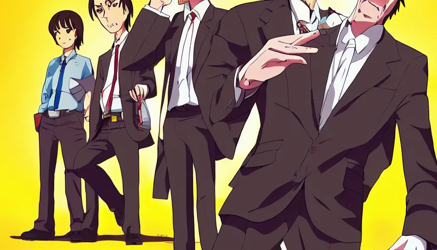 Prompt: better call saul anime key visual art, anime, pixiv fanbox, shinkai makoto style