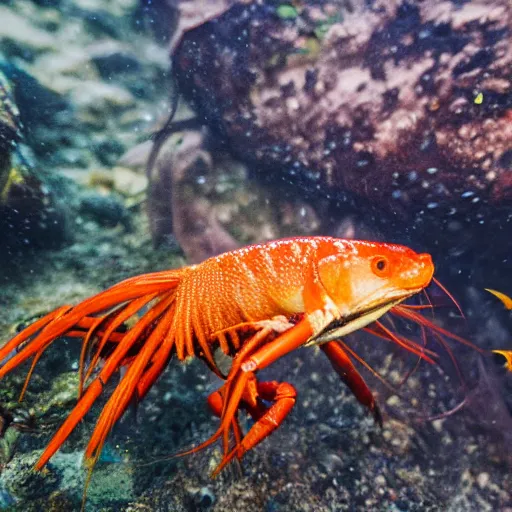 Prompt: fish eating a crayfish