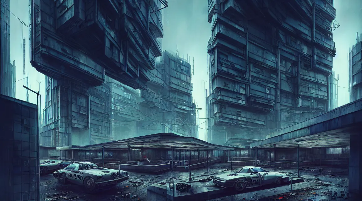 Image similar to highly detailed photography of a modern architecture post - apocalyptic police station, cyberpunk art, photorealistic, trending on artstation, organic architecture, urban archiecture, photorealistic, by wlop, by artgerm, digital art, matte art, octane render, lineart, pop art, retrofuturism, reimagined by industrial light and magic, darksynth