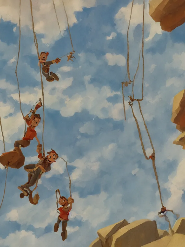 Image similar to swinging to the sky, by disney concept artists, blunt borders, rule of thirds