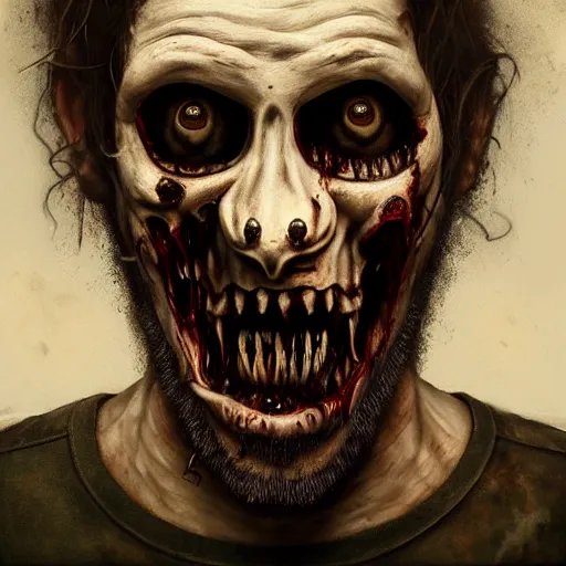 Image similar to aphex twin aka richard david james as a zombie, 7 days to die zombie, gritty background, fine art, award winning, intricate, elegant, sharp focus, cinematic lighting, digital painting, 8 k concept art, art by michael hussar, art by brom, art by guweiz and z. w. gu, 8 k