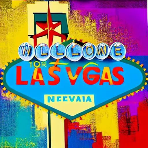 Image similar to painting of las vegas skyline in style of pop art