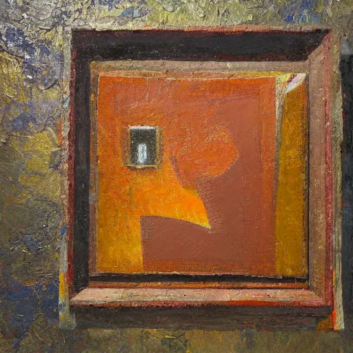 Image similar to a detailed impasto painting by shaun tan and walter battiss of an abstract forgotten sculpture by the caretaker and ivan seal