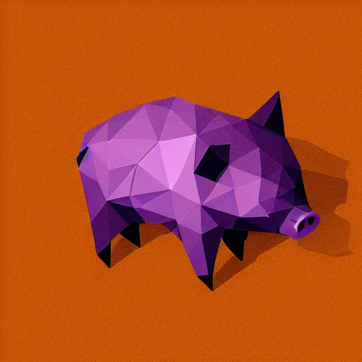 Image similar to low poly pig, isometric view, blank background