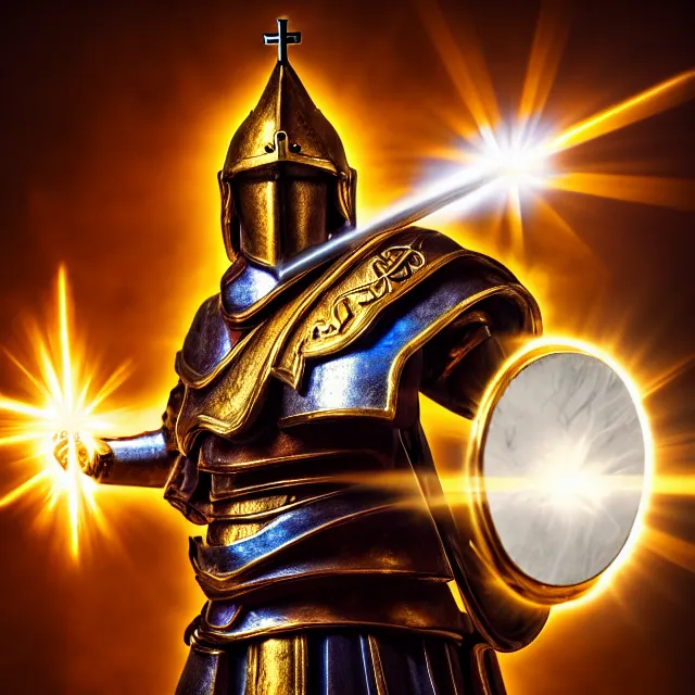 Image similar to photo of a holy paladin with light powers, highly detailed, 4 k, hdr, smooth, sharp focus, high resolution, award - winning photo