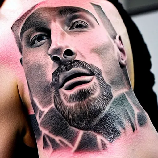 Prompt: realistic tattoo sketch of a lionel messi face double exposure mountain scenery, in the style of matteo pasqualin, amazing detail, sharp, faded