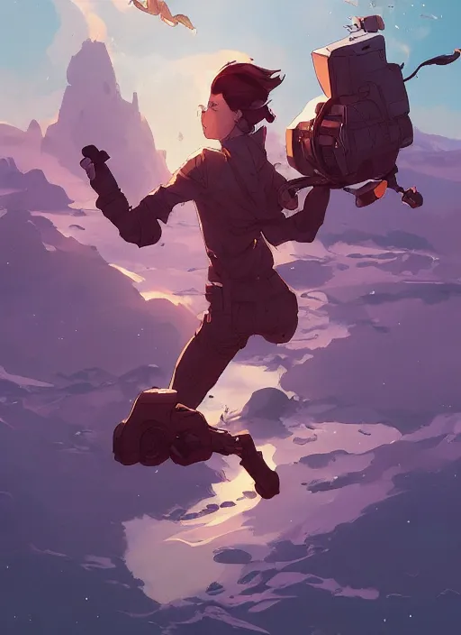 Image similar to overwhelmed with floating thoughts behance hd artstation by jesper ejsing, by rhads, makoto shinkai and lois van baarle, ilya kuvshinov, ossdraws, that looks like it is from borderlands and by feng zhu and loish and laurie greasley, victo ngai, andreas rocha