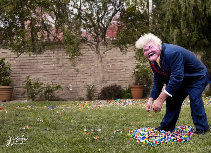 Prompt: photo still of rip taylor at a burial!!!!!!!! at age 5 4 years old 5 4 years of age!!!!!!! throwing confetti from a bucket, 8 k, 8 5 mm f 1. 8, studio lighting, rim light, right side key light