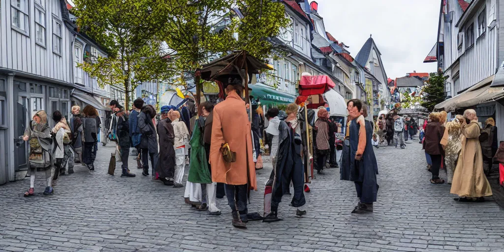 Prompt: Highly detailed street life in stavanger by noon, strong atmosphere by Studio ghibli