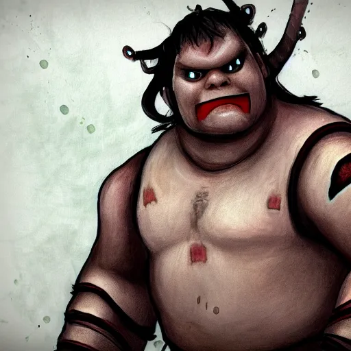 Image similar to pudge from dota 2, detailed