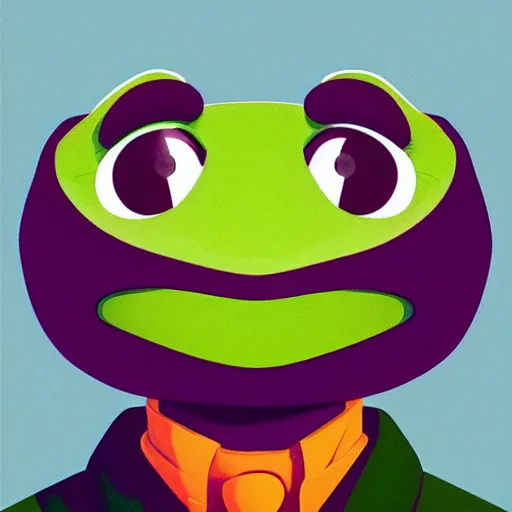 Image similar to face icon stylized minimalist kermit the frog 1 9 8 2, loftis, cory behance hd by jesper ejsing, by rhads, makoto shinkai and lois van baarle, ilya kuvshinov, rossdraws global illumination