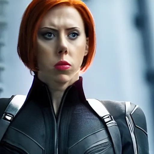 Prompt: a still frame of nicholas cage as black widow, from the 2 0 1 2 film the avengers