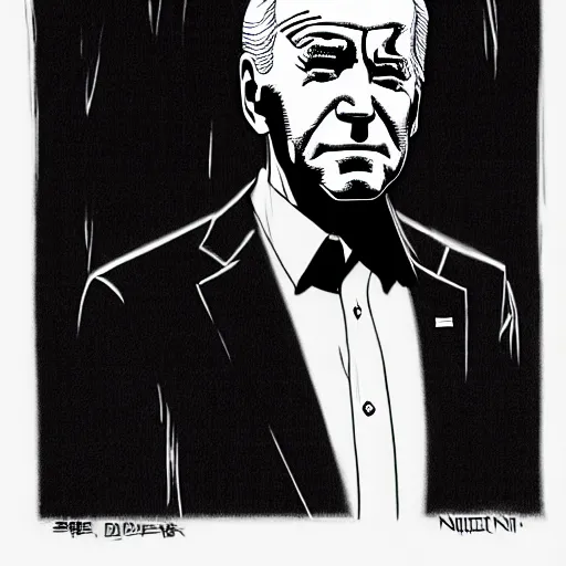 Image similar to Joe Biden looking sinister, by Tsutomu Nihei, highly detailed