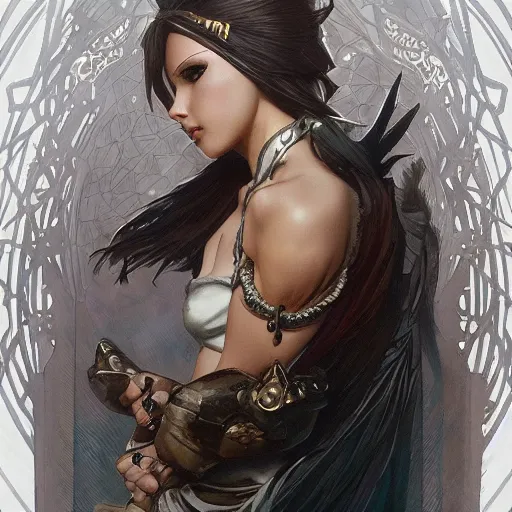 Image similar to amazing lifelike award winning pencil illustration of sorceress edea from final fantasy 8 ff 8 trending on art station artgerm greg rutkowski alphonse mucha cinematic