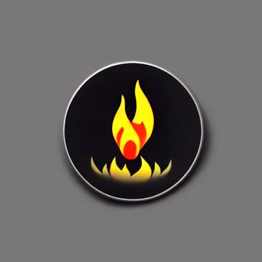 Image similar to a photo of a retro 1 9 6 0 s minimalistic clean fire flames warning label hard enamel pin, studio lighting, behance